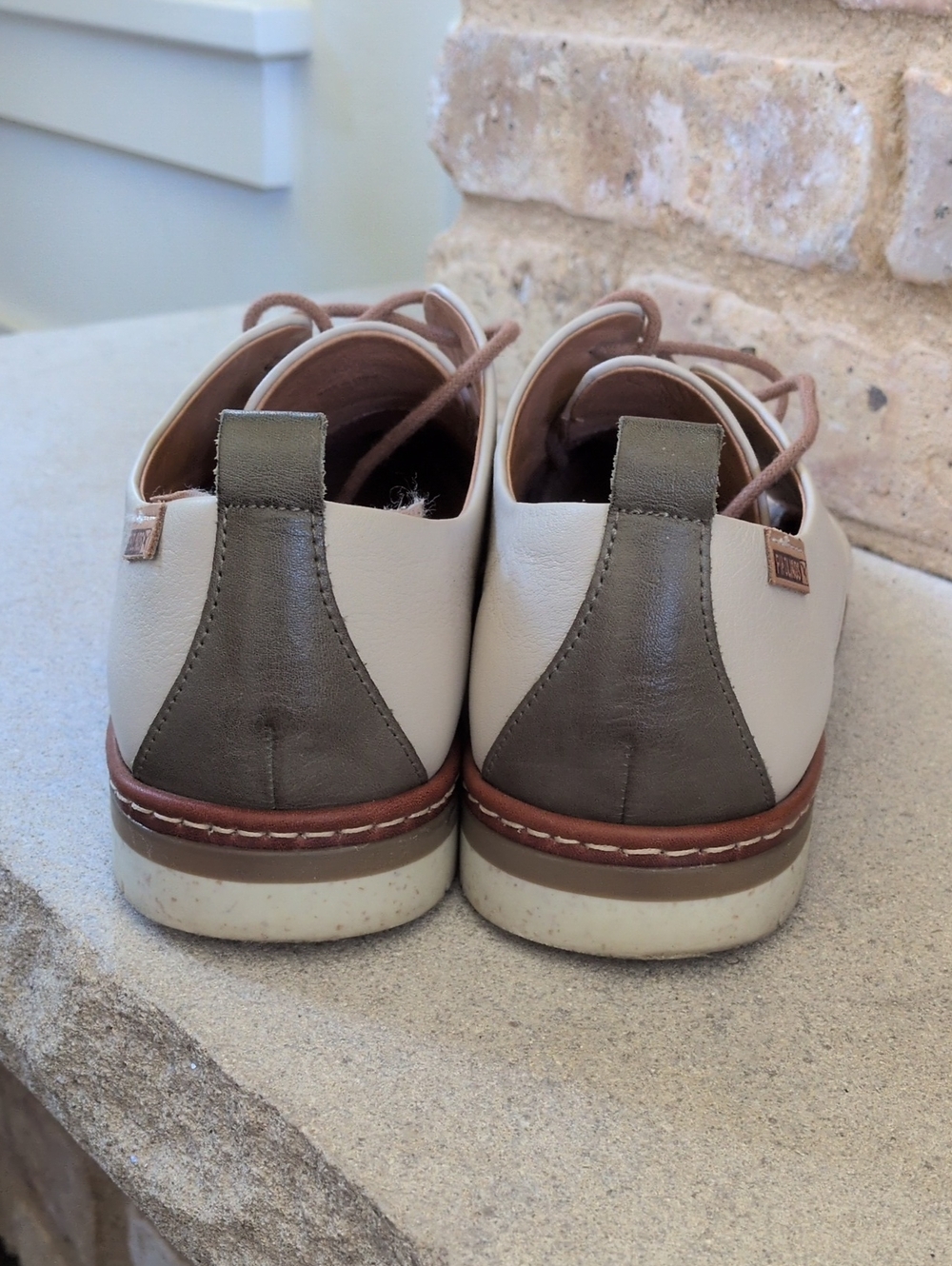 PIKOLINOS I Cream Perforated Leather Santander Oxfords with Brown Trim, 41 - Picture 7 of 16
